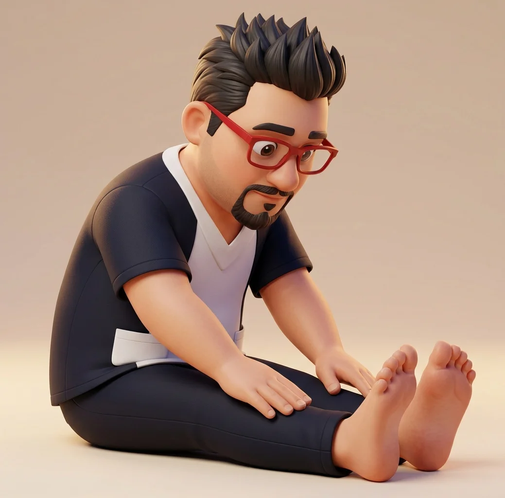 ドクターフットのキャラクター 反射区表の見方を教えるポーズ